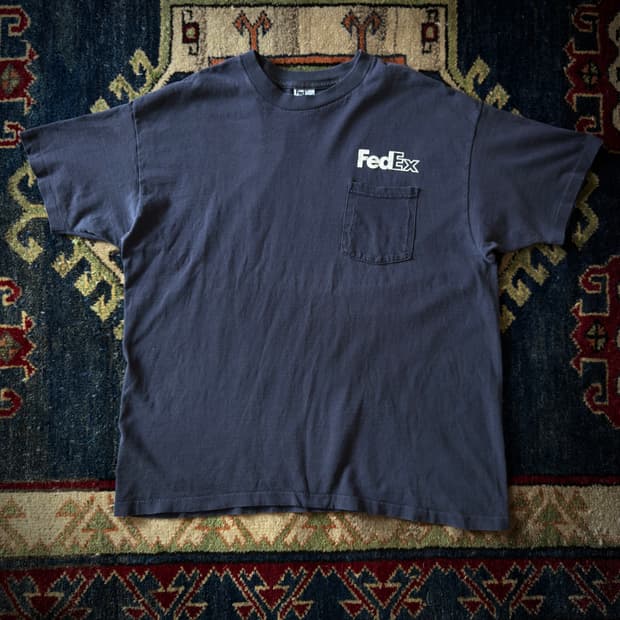 90s USA FedEx Faded Stan Herman 포켓 티셔츠