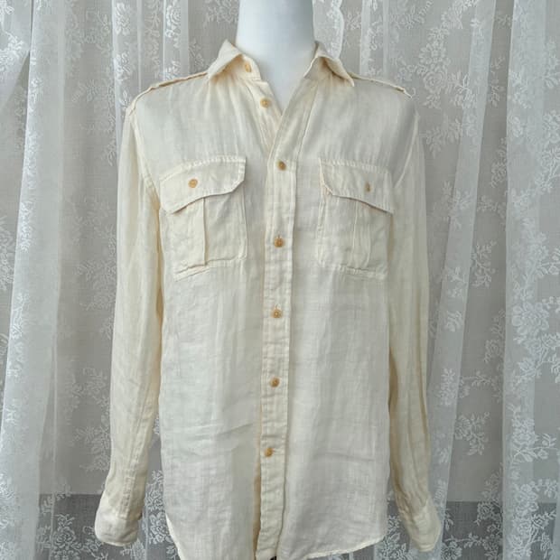 0) 랄프로렌 여성 클래식핏 린넨 100 셔츠 크림