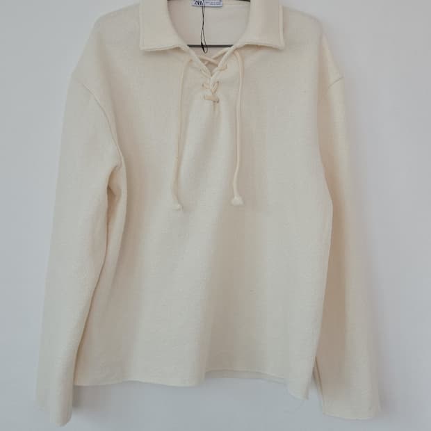 Zara 드로스트링 스웨트 셔츠 크림