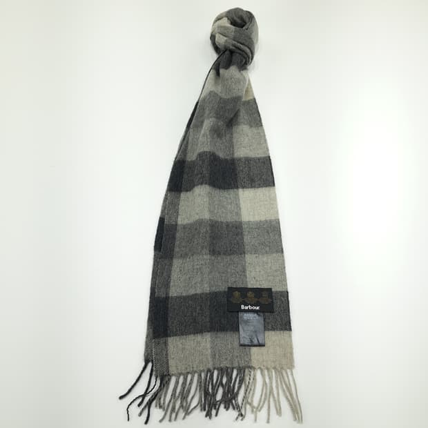 MX228 바버 그레이 버팔로체크 램스울 목도리 머플러
