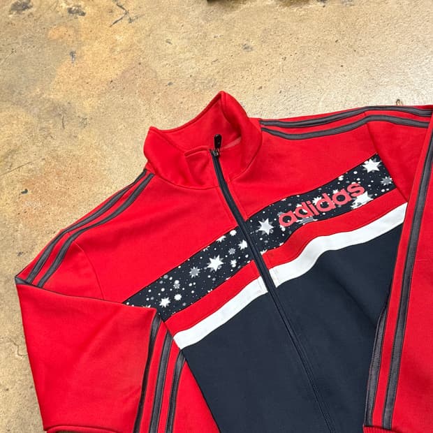 [정품/95] 아디다스 레드 블랙 트랙탑 별무늬 포인트 져지 b16
