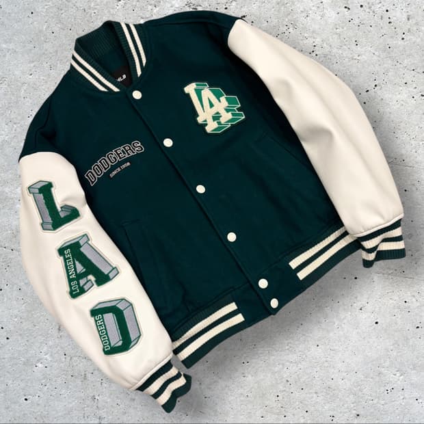[S] 엠엘비 MLB LA 다저스 울 와펜 스타디움 점퍼 그린 C286