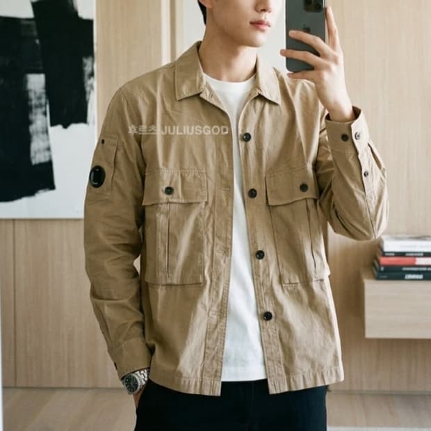 [L/새제품] CP COMPANY 씨피컴퍼니 모하비 베이지 오버 셔츠자켓