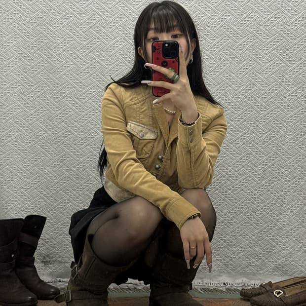 빈티지 나폴레옹 버튼 오네갸루 슬림핏 오트밀 크롭 자켓 K0469