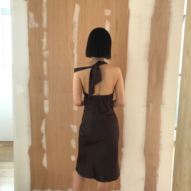 vintage brown halter one-piece