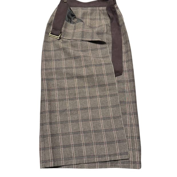 Japanese Riche Glamour 체크 패턴 랩 스커트