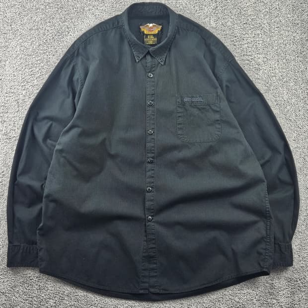 할리데이비슨 버튼다운 포켓 레터링 바이커 셔츠 ( XL ) / 11591