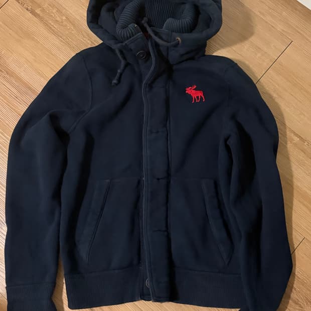 아베크롬비 레드순록 버튼 후드집업 블랙 M