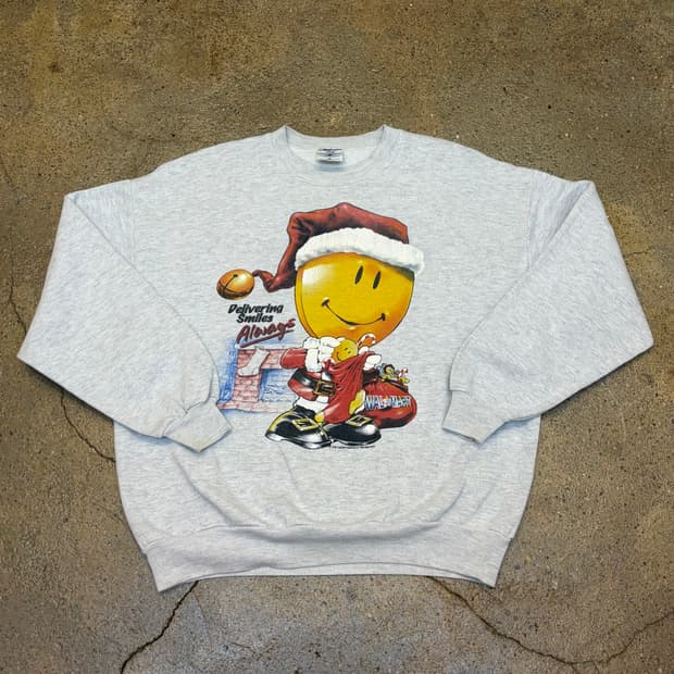 90s USA 미국 빈티지 크리스마스 스마일 산타맨투맨