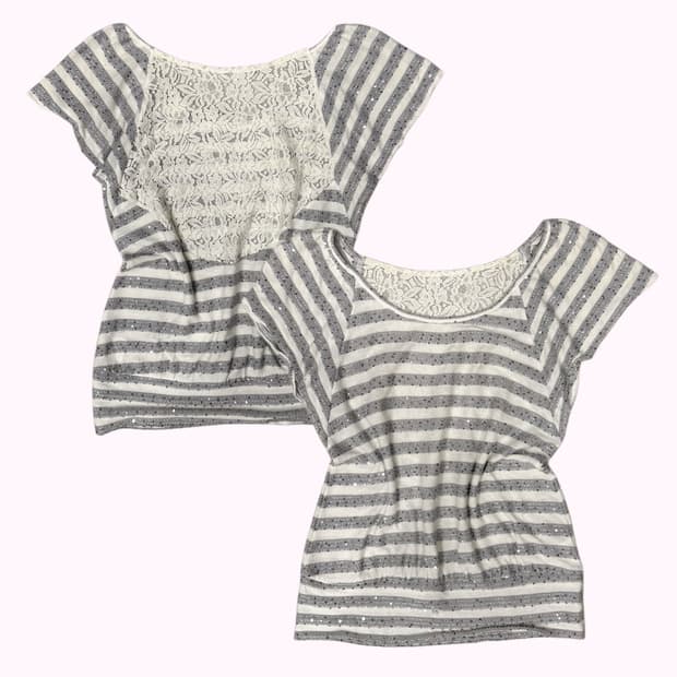 see-through lace back t-shirt