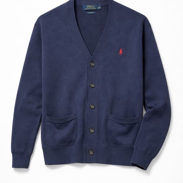 폴로 랄프로렌 피마 코튼 브이넥 가디건 네이비 L