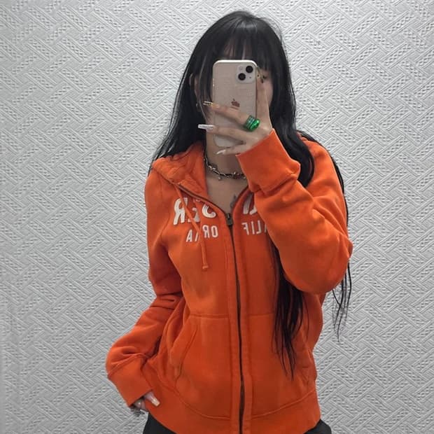 홀리스터 Y2K 00's 대장급 오렌지 기모 후드집업 S C08011