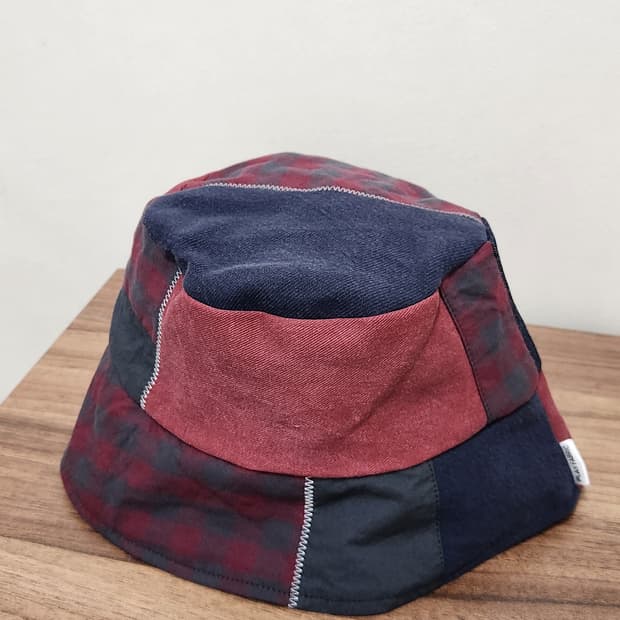 (no.2) 리버시블 패치워크 버킷햇 Navy&Burgundy Mix