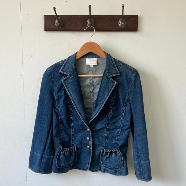 EMMAJAMES 셔링 크롭 데님 자켓