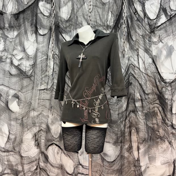 Y2K goth lettering Glitter long sleeve