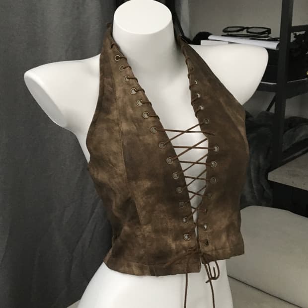 ༒ Vintage Leather Halter Top
