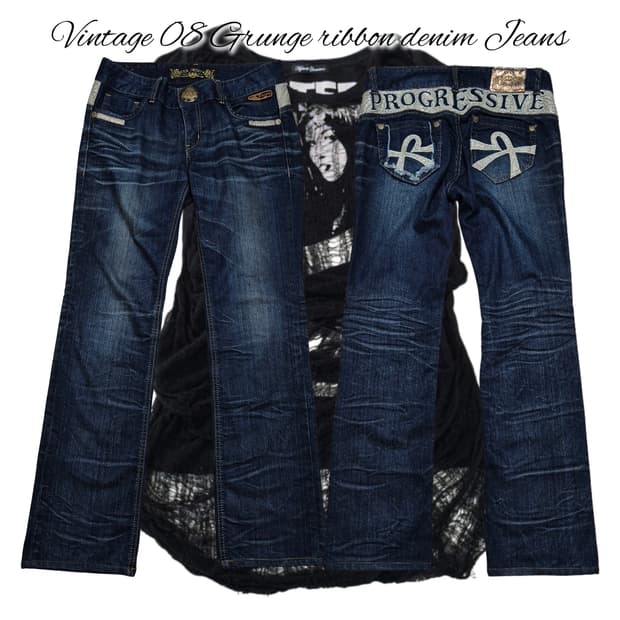 Vintage 08 Grunge ribbon denim Jeans