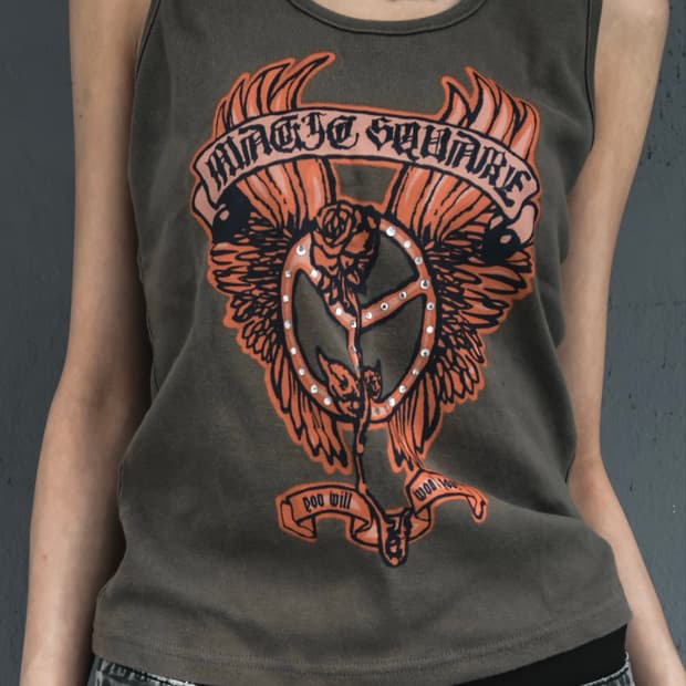 Printed green sleeveless