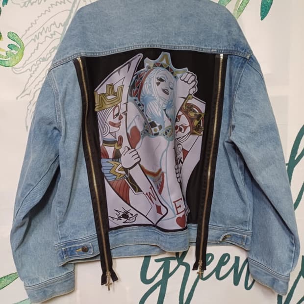 유니크 오버핏 아트 청자켓 105