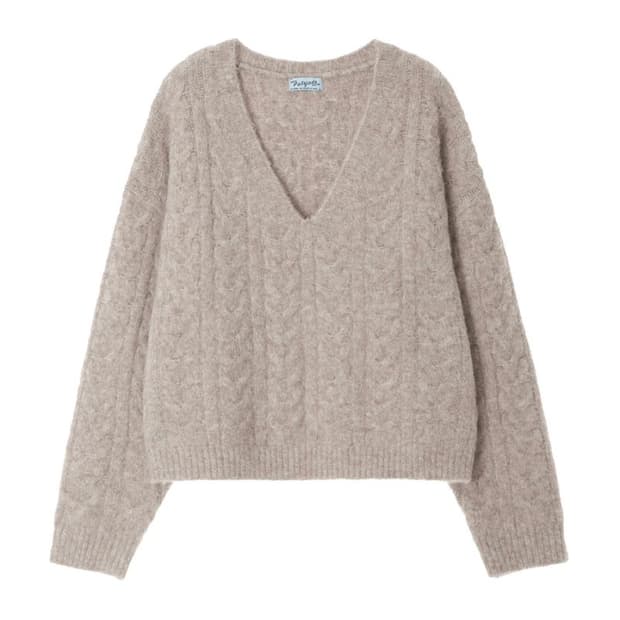 페일제이드 울 헤어리 브이넥 니트 화이트