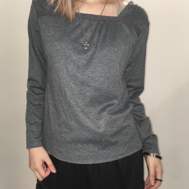jpn vintage charcoal lace long sleeve t 