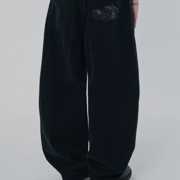 스웨이드 컨투어 포켓 데님 블랙 M