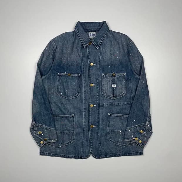 리 재팬 페인팅 데님 커버올 자켓