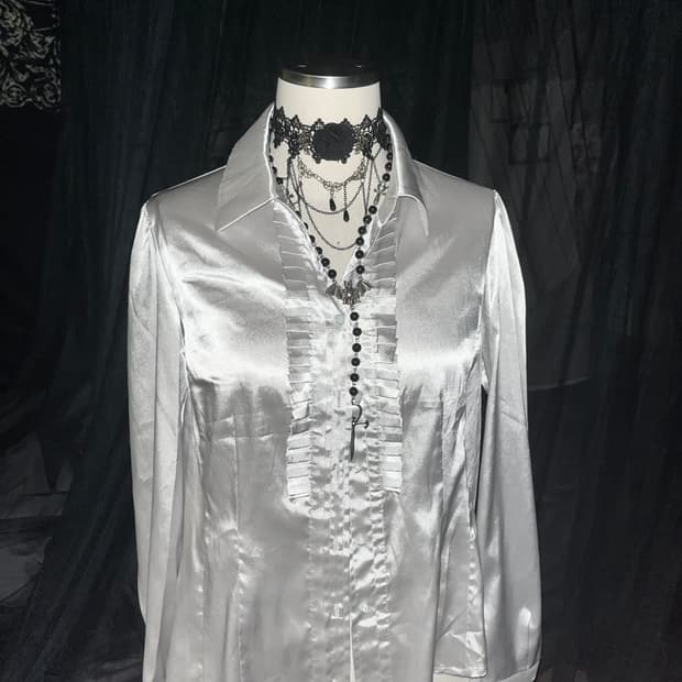 고스 실키 프릴 블라우스 공포게임걸 silky JPN vintage