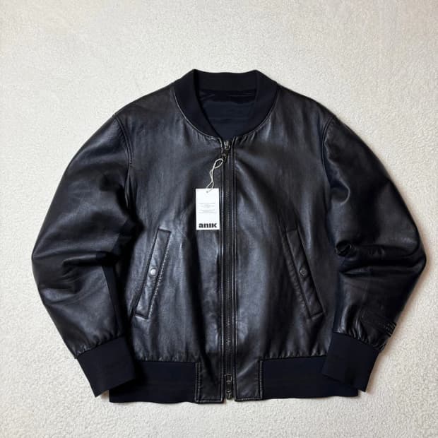 닐바렛 17ss 양가죽 x 네오프렌 바시티 가죽 자켓 PN6591