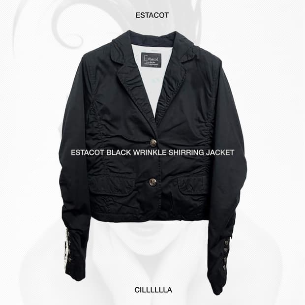 ESTACOT 에스타콧 블랙 링클 셔링 자켓