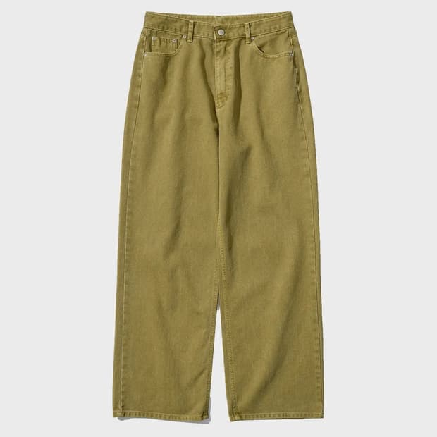 인템포무드 어글리 다잉 컬러 데님 (모스올리브)