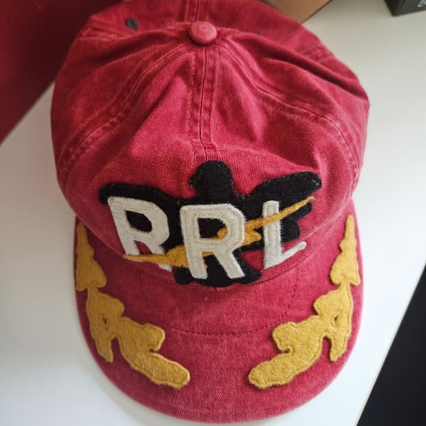 rrl 로고 아플리케 트윌 볼 캡