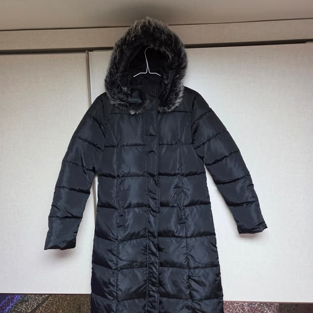 새상품]QUWEN 블랙 롱패딩 95