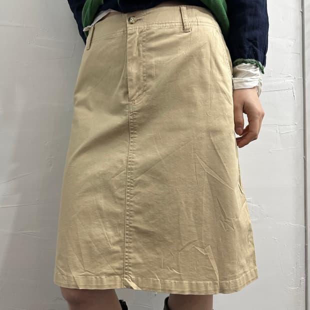 lacoste beige cotton midi skirt