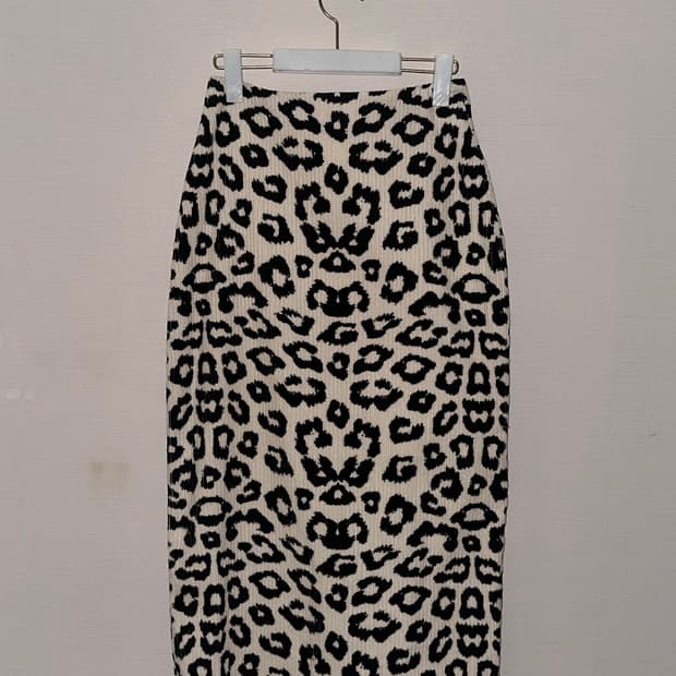 빈티지 호피 미디롱스커트