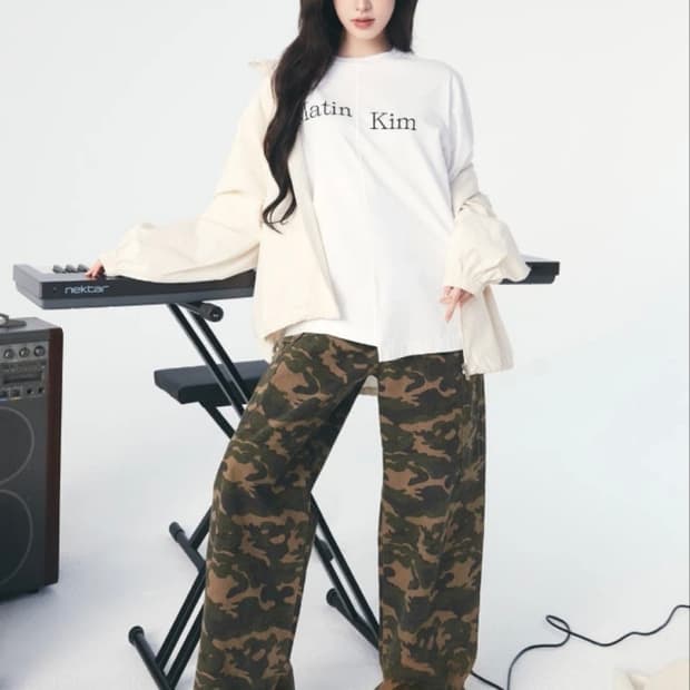 네고 안함 마뗑킴 드로잉 헴 카고 팬츠 카키 새상품 XL