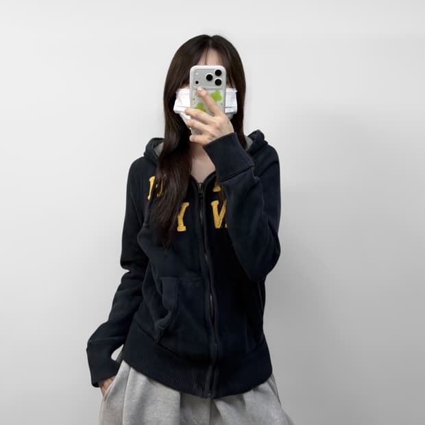 아베크롬비 피치 로고 후드집업 네이비