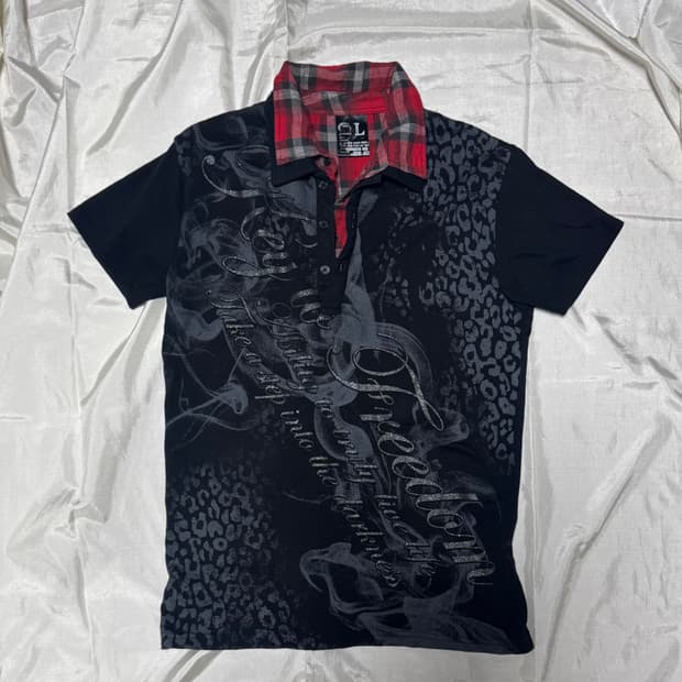 O0's Design Check Layered Leopard Tee