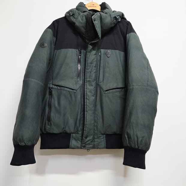 코오롱 후드 구스다운패딩점퍼 블랙/카키