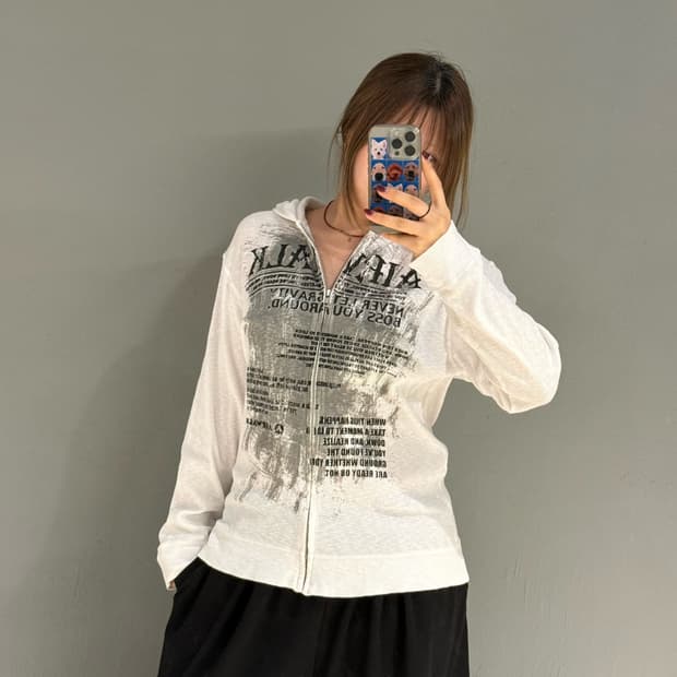 Airwalk grunge printing hood zip-up