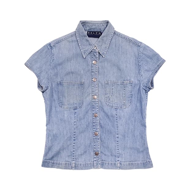 랄프로렌(RALPH LAUREN) 데님 슬림 반소매 셔츠