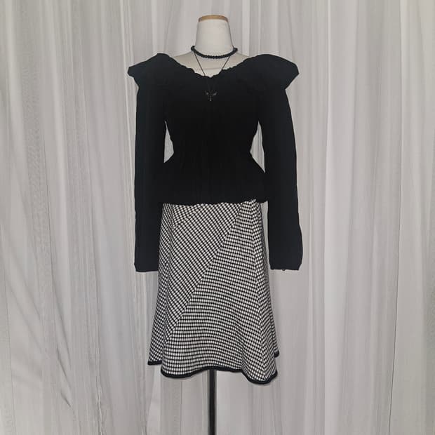 felissimo 빈티지 다이아몬드 패턴 스커트