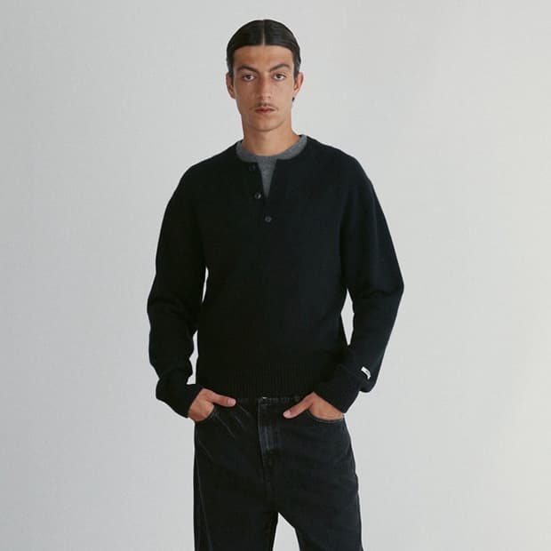 렉토 / 더블 레이어드 니트 (블랙) / M