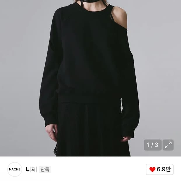 나체 슬릿 레이어드 스웻셔츠 블랙