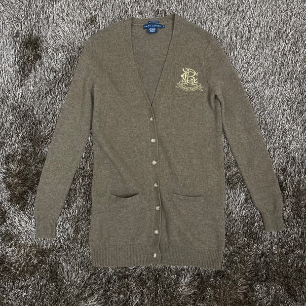 랄프로렌 Ralph Lauren 카키브라운 보이프렌드핏 가디건 M