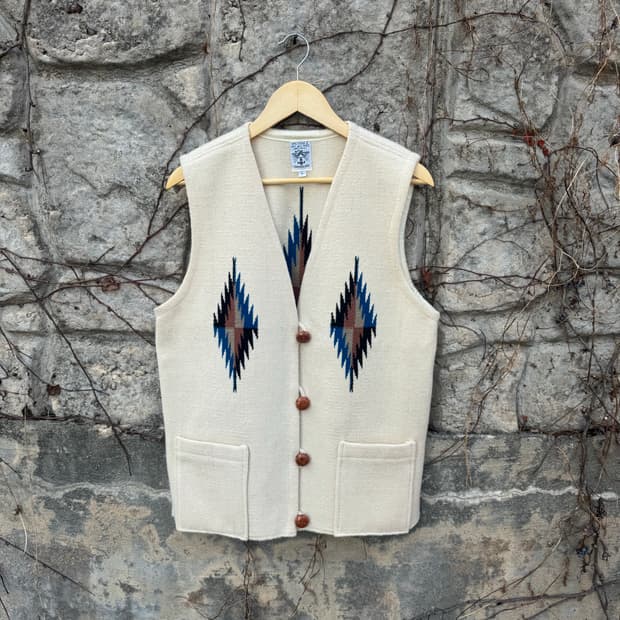 오르테가 핸드 우븐 울 치마요 베스트 나바호 네이티브 웨스턴 조끼