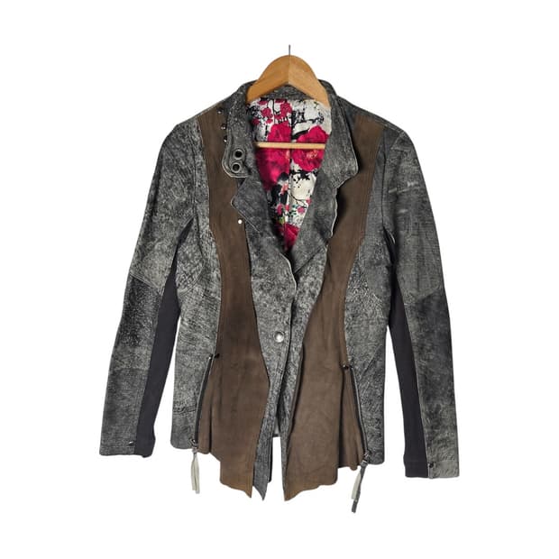 [VTG] 빈티지 오리엔탈 플라워 믹스 레더 자켓