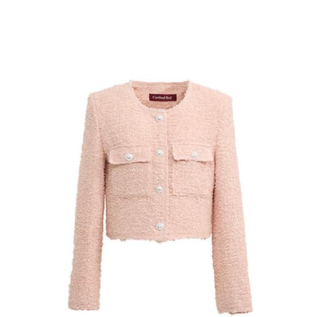  카디널레드 트위드 자켓 