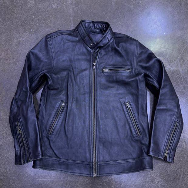 빈티지 양가죽 싱글 라이더자켓 블랙 레더 M