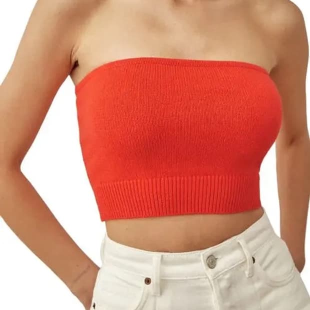 Reformation 리포메이션 엘리사 코튼 니트 튜브탑 레드 S